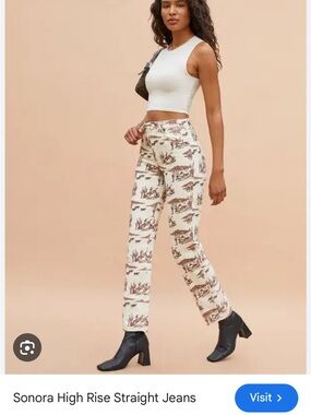 Reformation Sonora High Ruse Straight Jean in Desert cowboy print. Size 25. NWT